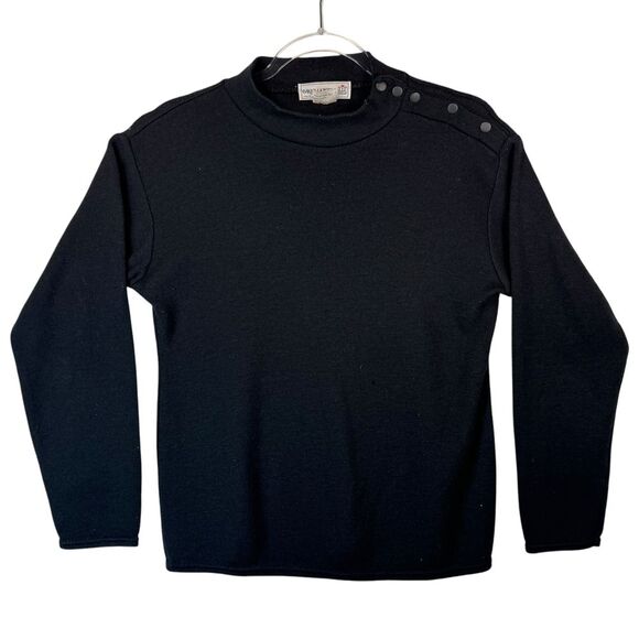 Daniel La Torre Sweaters - Daniel La Torre Italy Black Wool Blend Mock Neck Sweater Button Shoulder Size S